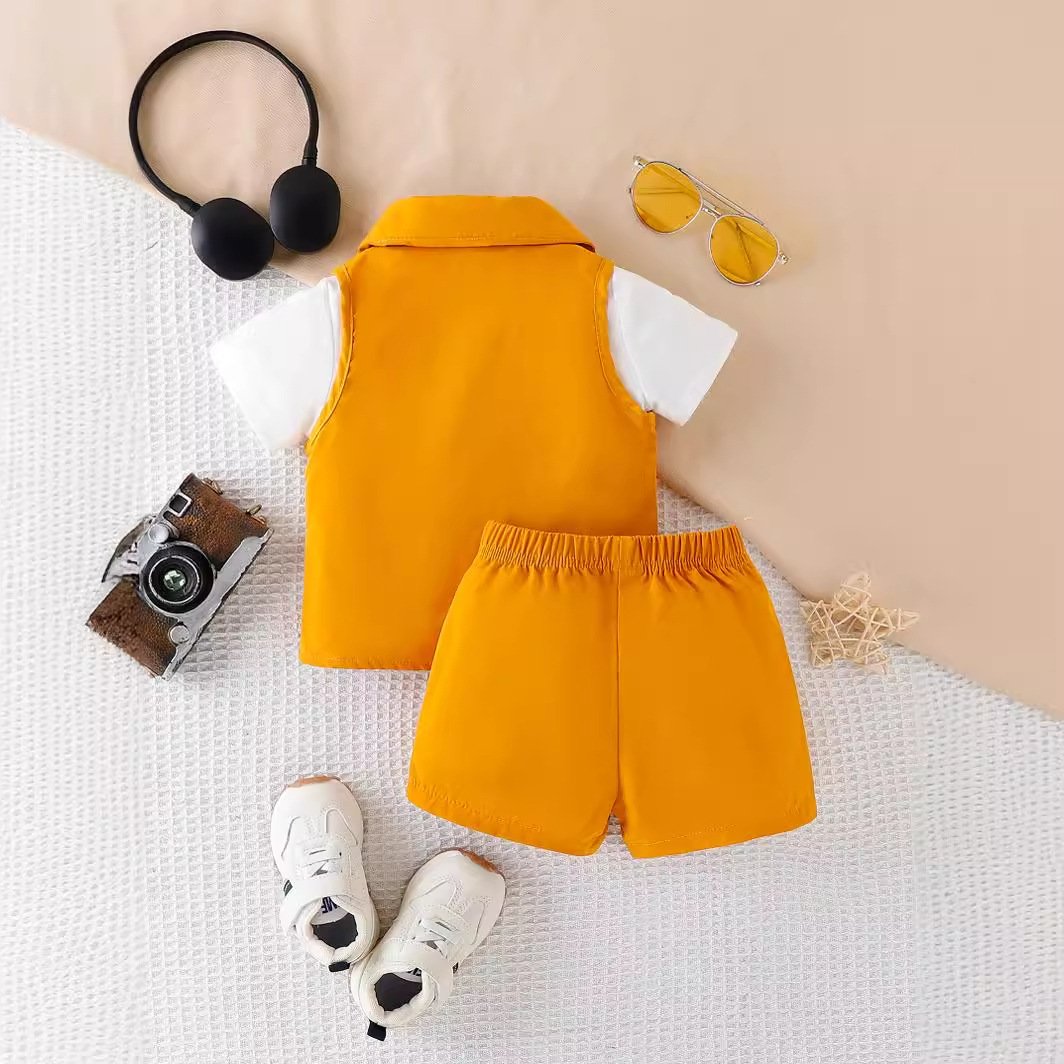 Toddler Baby Boy Summer Outfits Short Sleeve Children's Wear Street Cool Three-piece short Set