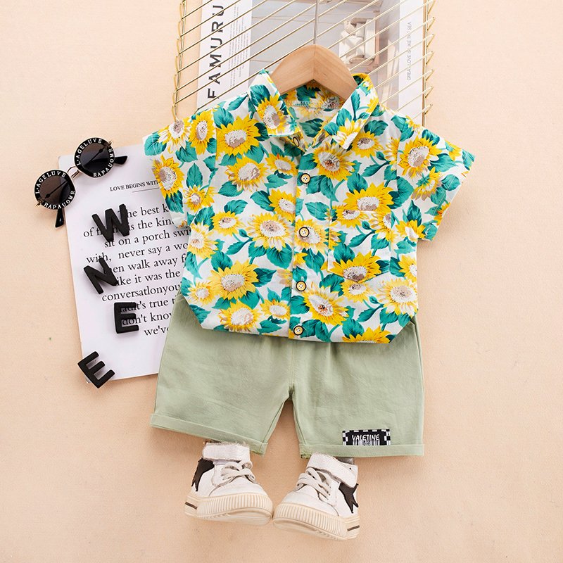 summer 1-4 years baby kids boys 2 pieces cotton clothing sets