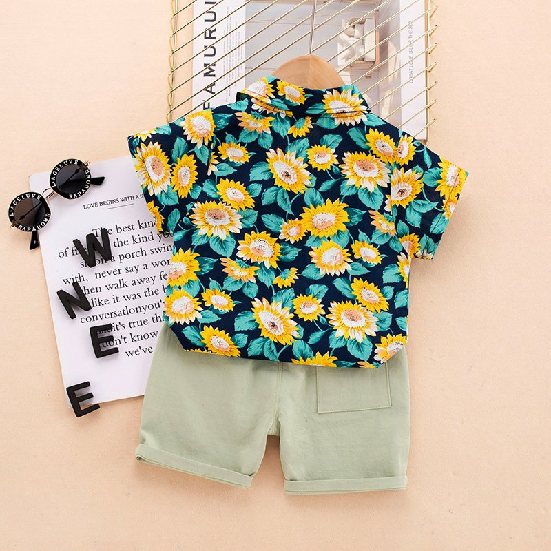 summer 1-4 years baby kids boys 2 pieces cotton clothing sets