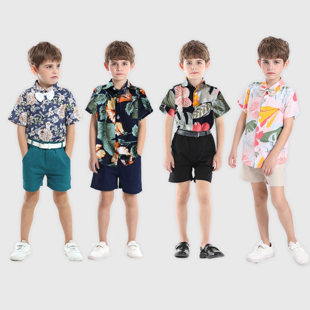 Summer Kids Baby Clothing Sets Hawaiian Flower Print Leisure Suit Little Boys Wholesale Coconut Tree girls Shorts Shorts Seaside