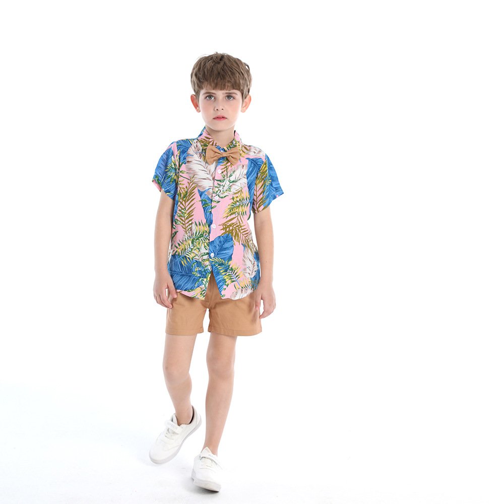 Summer Kids Baby Clothing Sets Hawaiian Flower Print Leisure Suit Little Boys Wholesale Coconut Tree girls Shorts Shorts Seaside