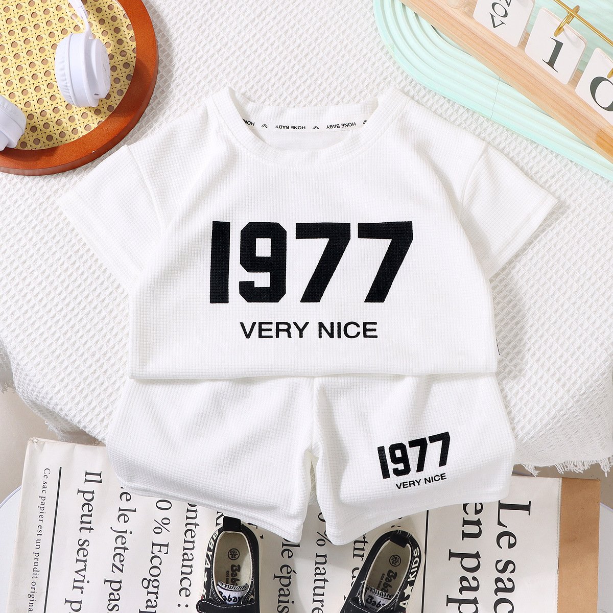 Summer Waffle Kids Print Baby Boy Clothes Sets Children's Clothing Sets Children's wear clothes for kids