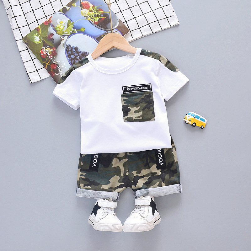 Hot Selling Kid Clothing Sets 1 to 5 Years Old Boys Clothing Camouflage Printed Casual Wear School Big Boys Clothes Summer