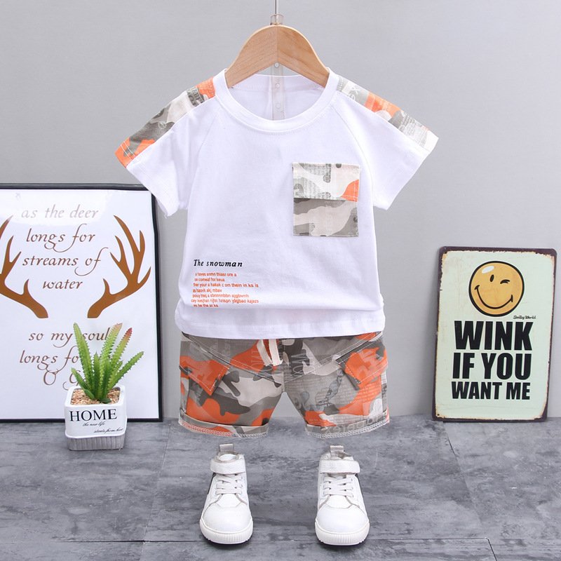 Hot Selling Kid Clothing Sets 1 to 5 Years Old Boys Clothing Camouflage Printed Casual Wear School Big Boys Clothes Summer
