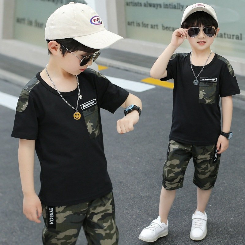 Hot Selling Kid Clothing Sets 1 to 5 Years Old Boys Clothing Camouflage Printed Casual Wear School Big Boys Clothes Summer