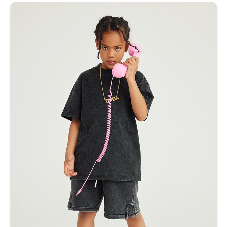 New design latest fashion design kids solid letter print jogging short suit toddler baby boy plain custom print short sleeve set