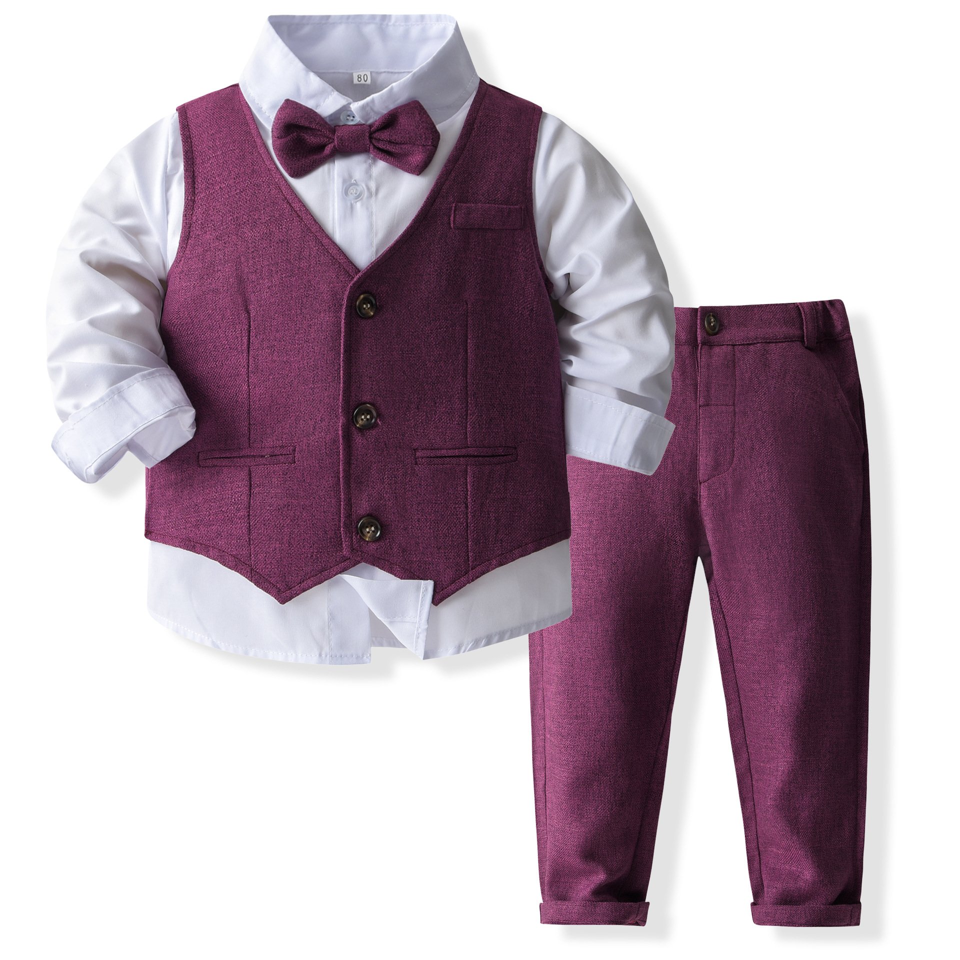 Children's Casual Print Cotton Suit Spring and Autumn New Waistcoat Pants and Shirt Multi-Piece Clothing Set for Babies