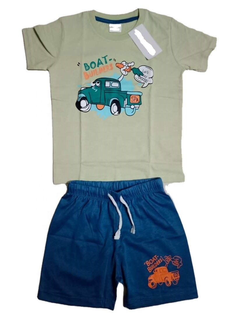 Summer Wholesale Children Kids Clothes Short Sleeve Baby T Shirt Boys Clothing Set Spring Cotton Quantity Custom Time Lead Suit