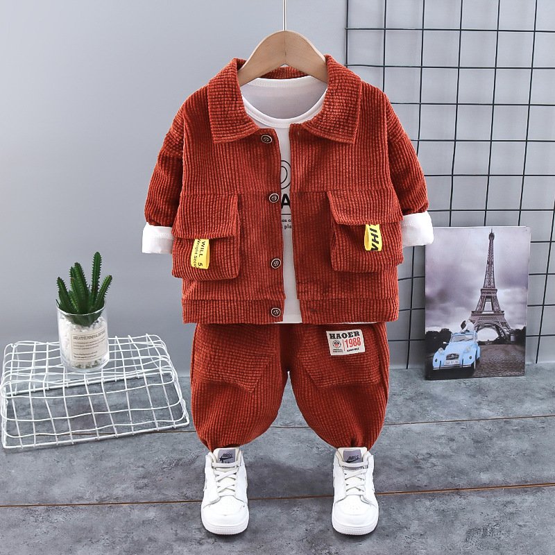 Boys' Little Suit Three Piece Set Baby Spring and Autumn New British Dress Children's Wear