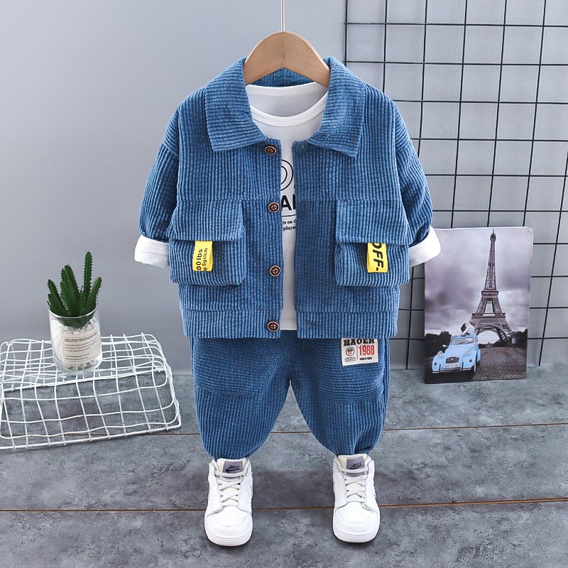Boys' Little Suit Three Piece Set Baby Spring and Autumn New British Dress Children's Wear