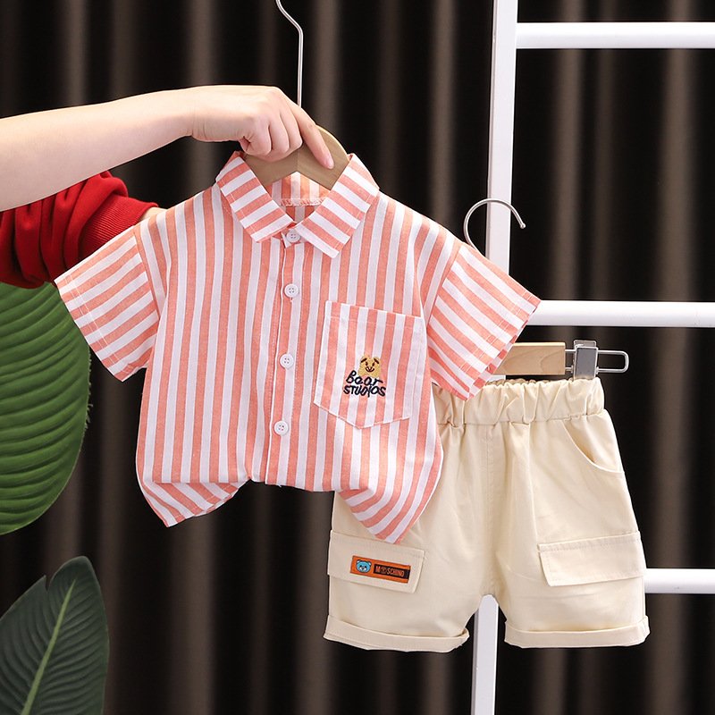 Wholesale Summer Boys Clothing Sets Fashion Short Sleeve Children Cartoon Printed Outfit Kids Clothing