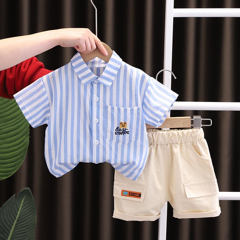 Wholesale Summer Boys Clothing Sets Fashion Short Sleeve Children Cartoon Printed Outfit Kids Clothing