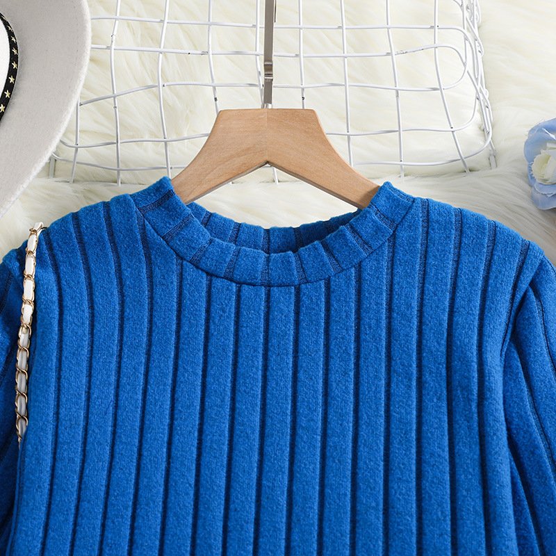 Amazon European and American Children's Wear Spring New Pit Stripe Long sleeved Top Flare Pants Two piece Girl's Set