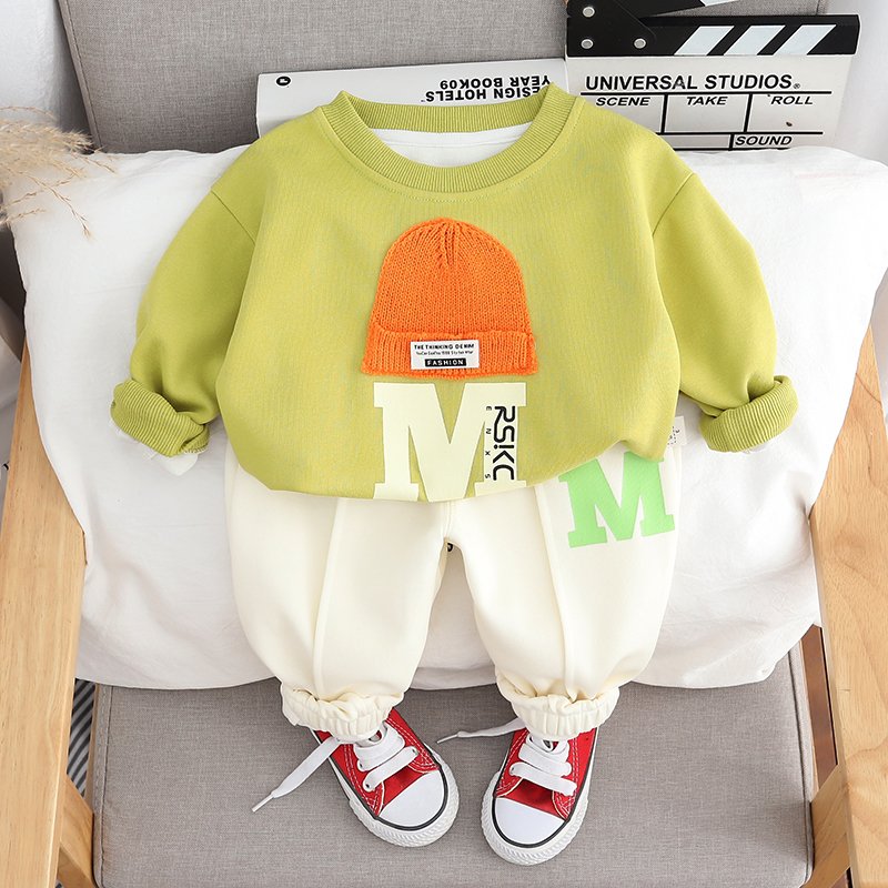 Fashion Streetwear Casual Vintage Washed Colors Private Label sport causal Kids Outfits children boy Clothing Sets