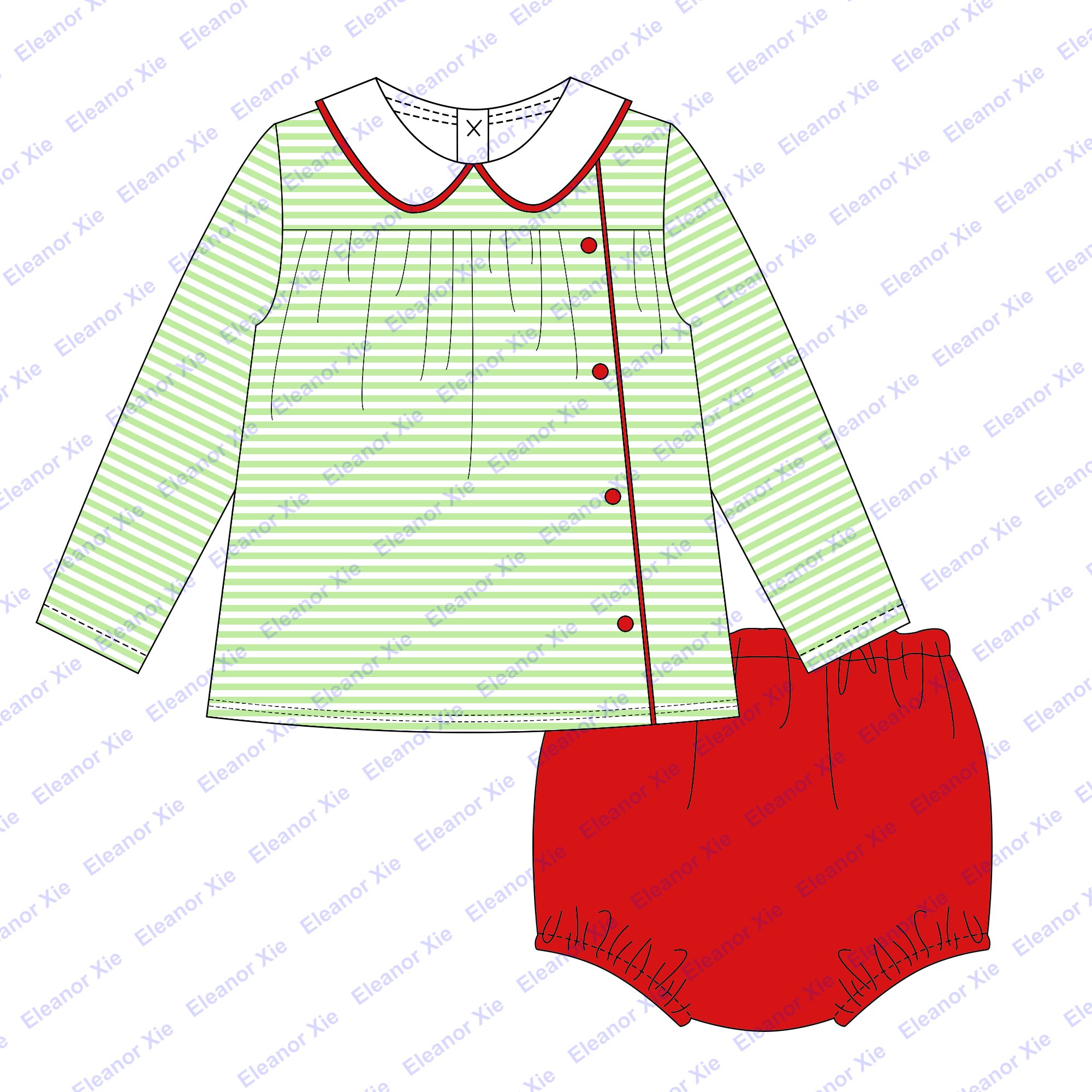 Matching Christmas striped cotton baby boys diaper sets wholesale monogram toddler little boy clothes set