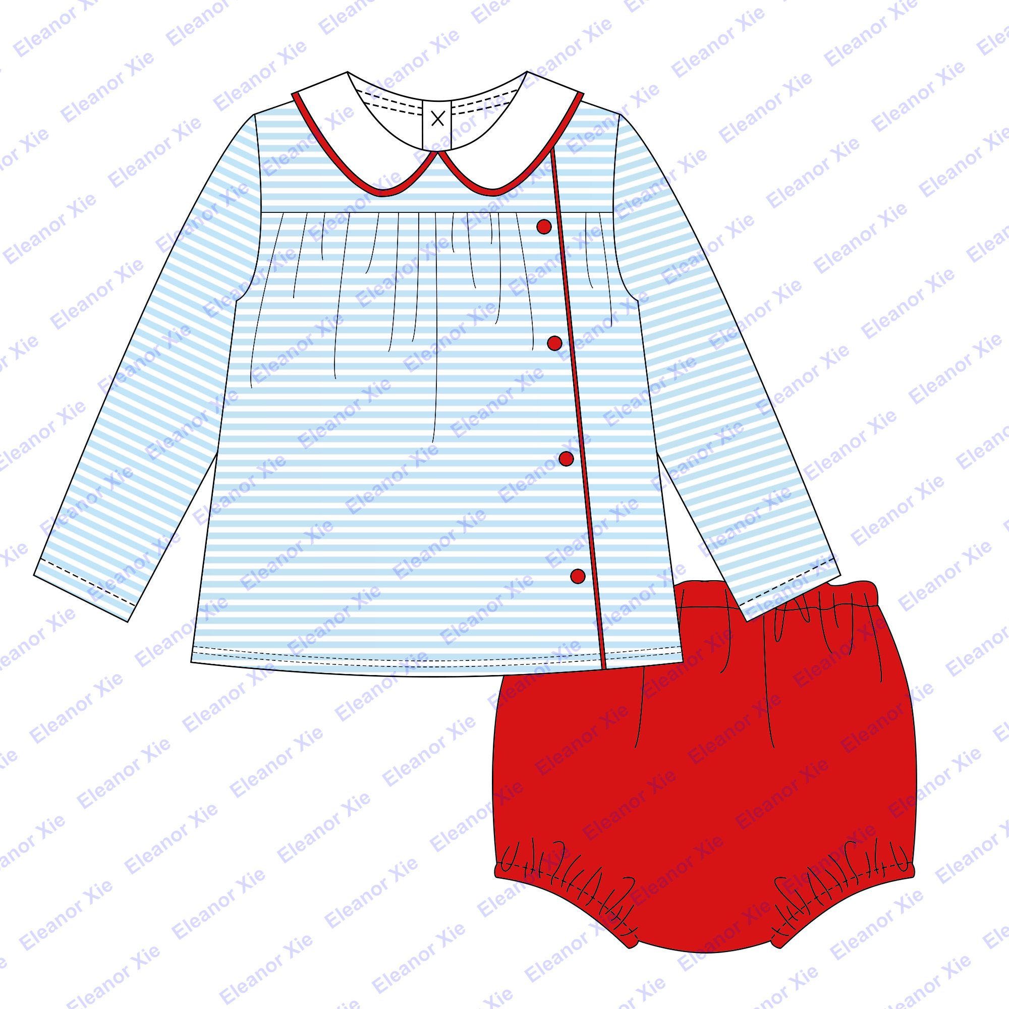 Matching Christmas striped cotton baby boys diaper sets wholesale monogram toddler little boy clothes set