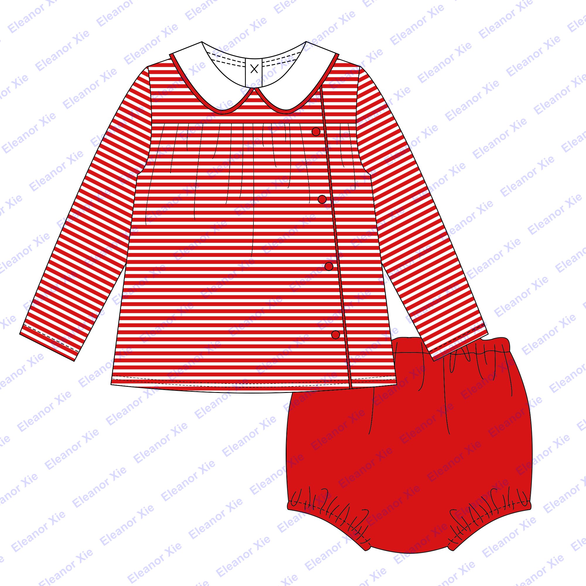 Matching Christmas striped cotton baby boys diaper sets wholesale monogram toddler little boy clothes set