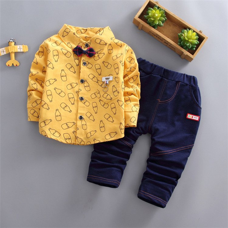 Children Boutique Clothes Set toddler boys clothing long sleeve Shirt and jeans kids boys clothes sets