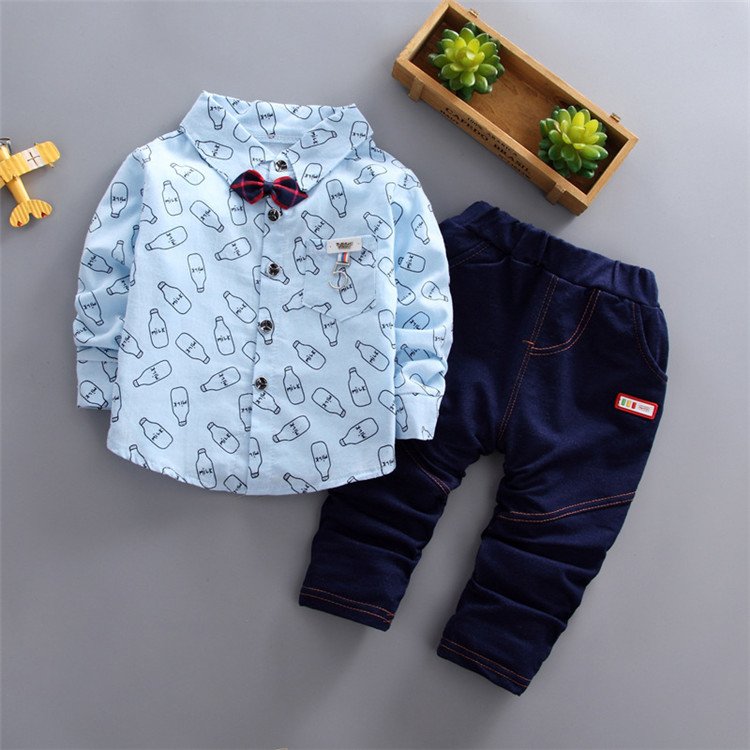 Children Boutique Clothes Set toddler boys clothing long sleeve Shirt and jeans kids boys clothes sets
