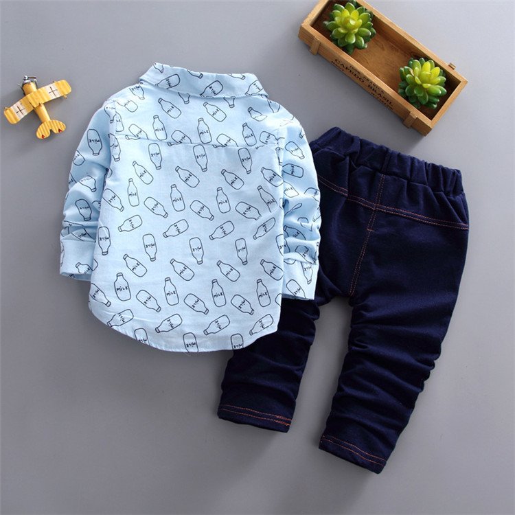 Children Boutique Clothes Set toddler boys clothing long sleeve Shirt and jeans kids boys clothes sets