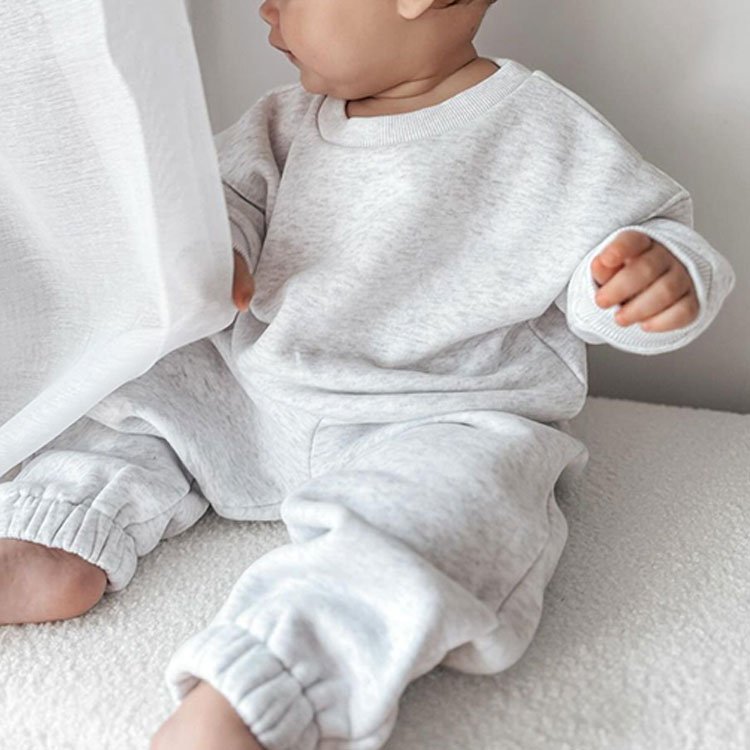 Toddler Baby Sweatsuit Fleece Crewneck Sweatshirts Jogger 2 Piece Set Custom Logo Plain Kids Boys Clothing Set