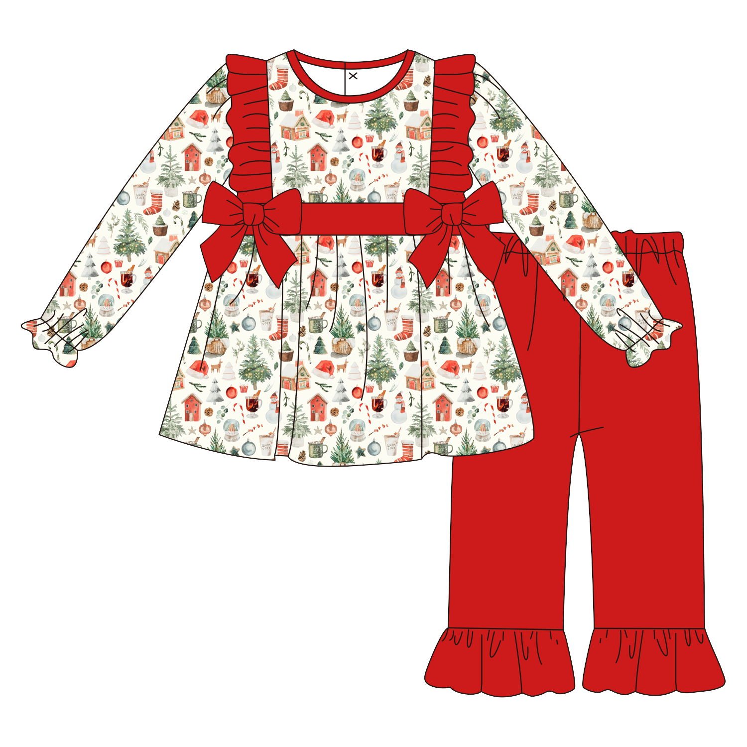 Boyis boutique custom new Born Baby Clothes Sets Christmas print clothing for baby boys