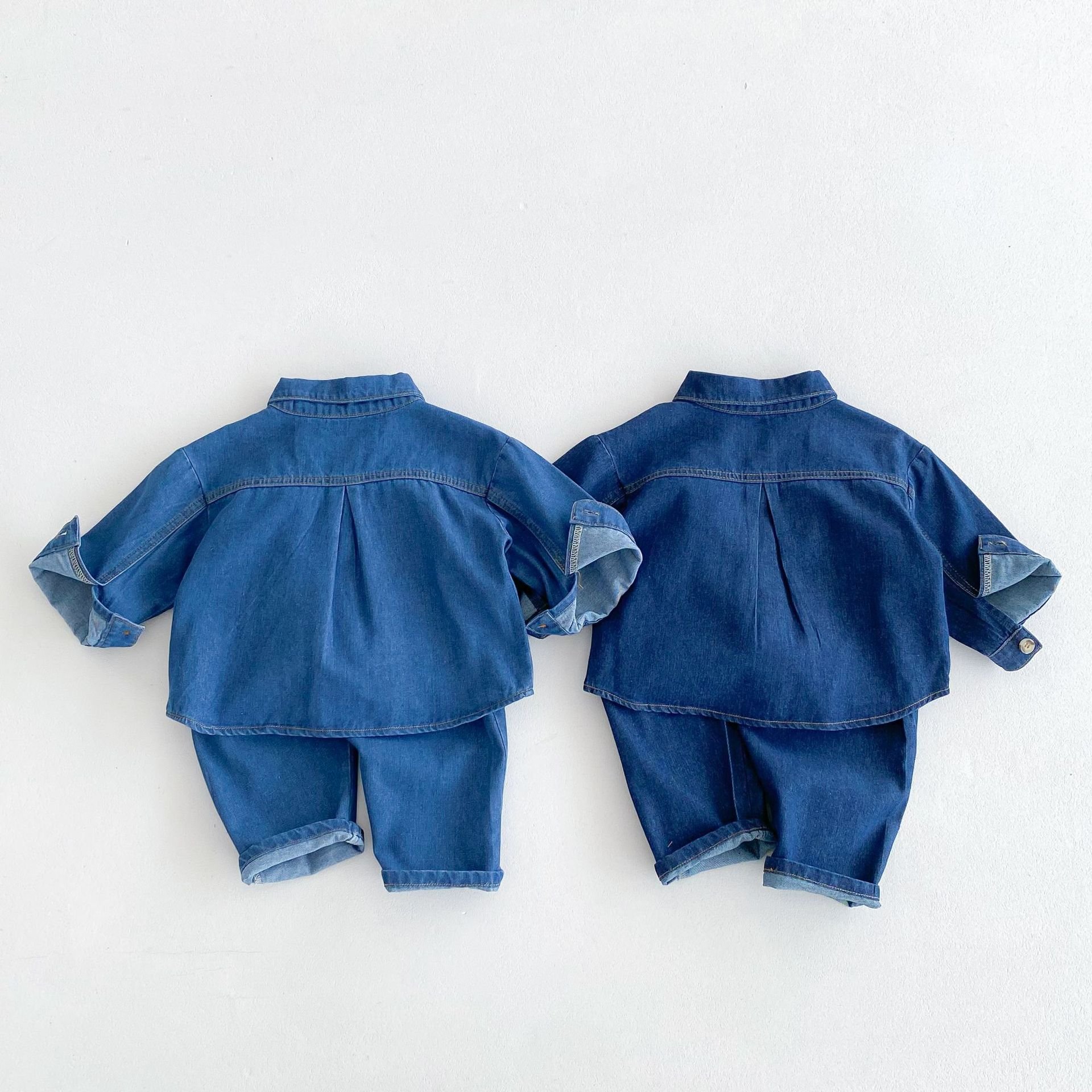 Autumn Children's New Fall Casual Tracksuits Baby Clothes Turn Down Collar Denim Coat Jeans Pant 2pcs Kids Boys Clothing Sets