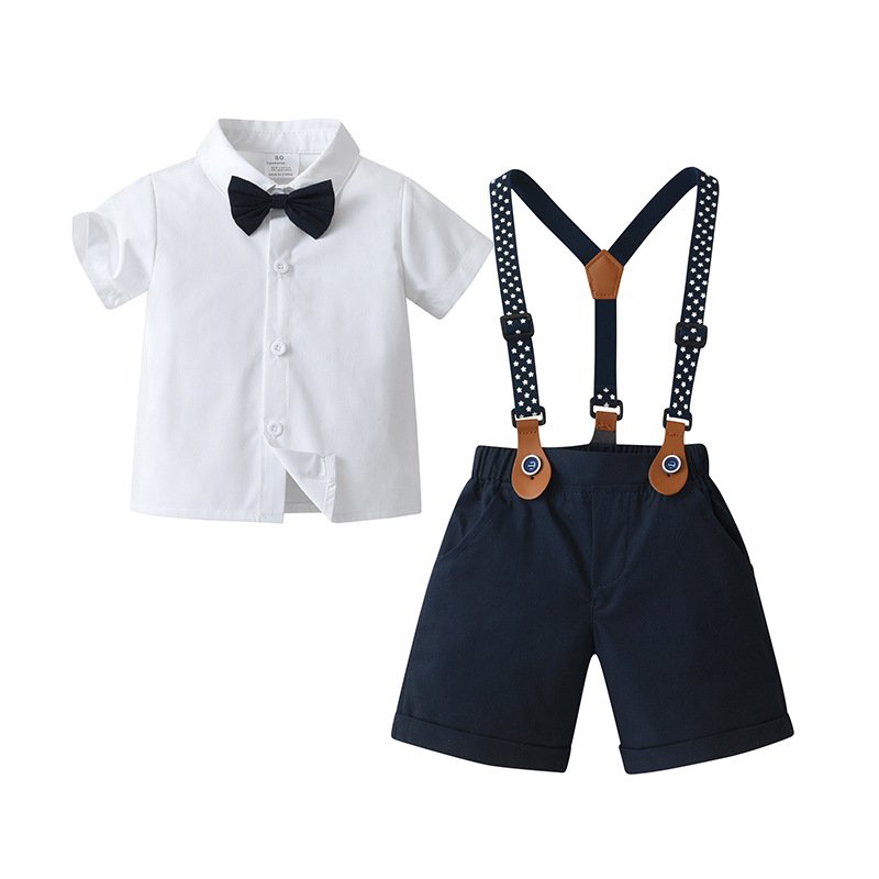 Boutique Baby Boys Clothing Sets Toddler Boy Clothes Suit short Sleeve Shirts+Overall 3PCS Children Gentleman Boy Outfits Set