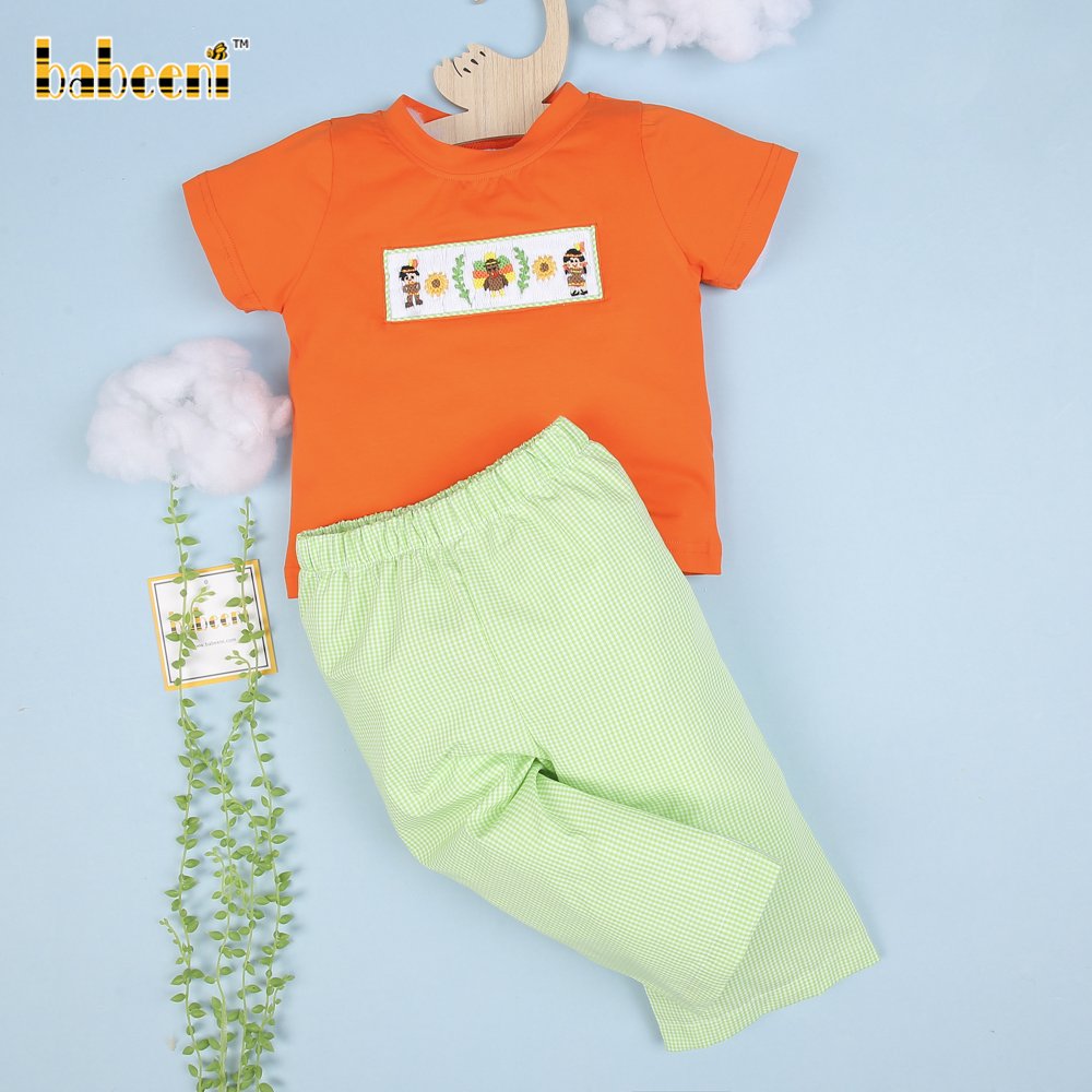 Turkey hand smocked boy set clothing ODM wholesale smocked children clothing boys clothing sets - BB2890