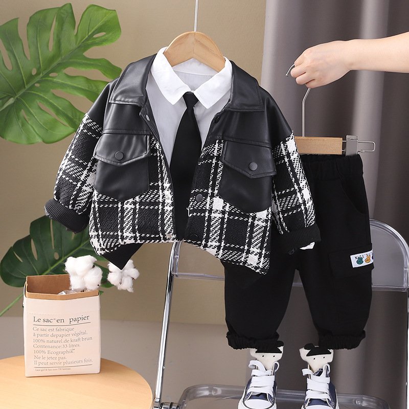2024 Boys' autumn clothing baby set 2024 new children's clothing long sleeved three piece set