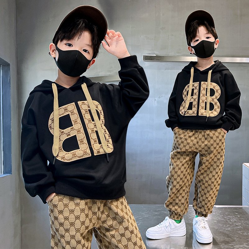fashion boys spring set 95% cotton long sleeve boys clothing sets 9 years old boy casual style sets with letter pattern