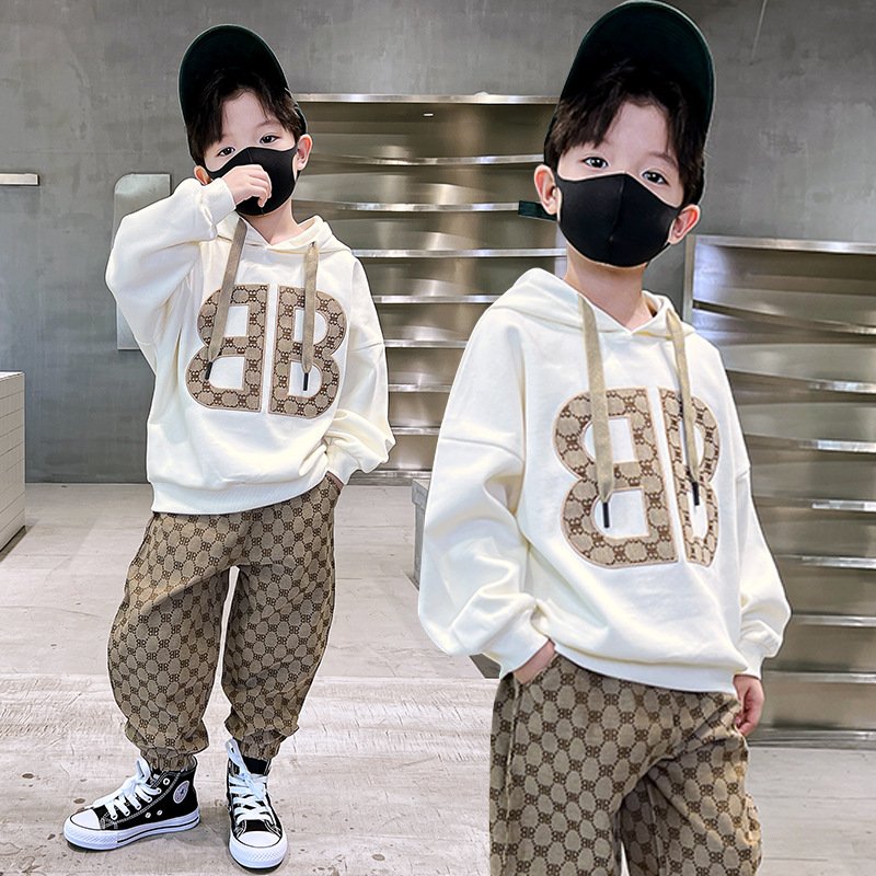 fashion boys spring set 95% cotton long sleeve boys clothing sets 9 years old boy casual style sets with letter pattern
