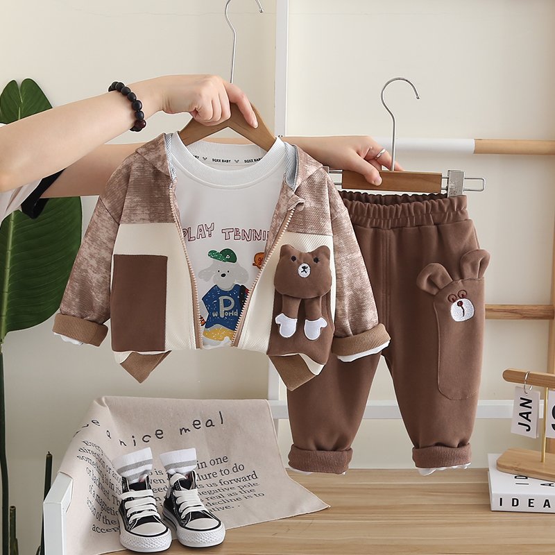 2024 New 1-5Y Boys Clothing Set Casual Sports Suit Coat Pant 3Pcs Spring Autumn Children Tracksuits Kids Outfits