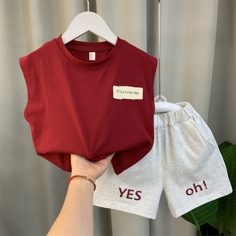 New Fashion Summer Children Clothes Suit Sleeveless Top+Shorts 2pcs Casual Baby Boy Clothing Set