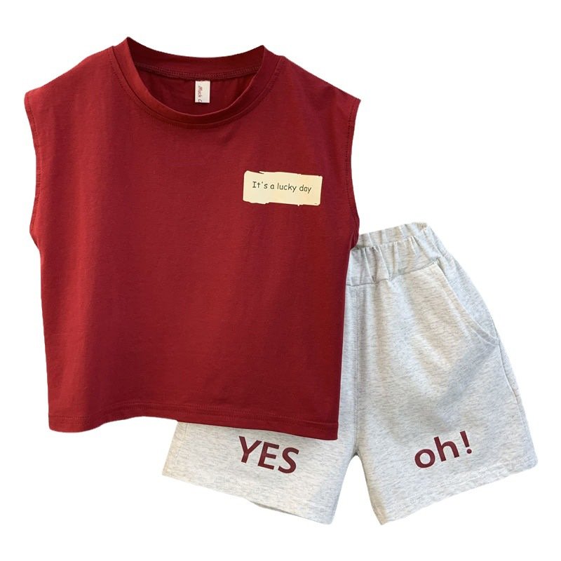 New Fashion Summer Children Clothes Suit Sleeveless Top+Shorts 2pcs Casual Baby Boy Clothing Set
