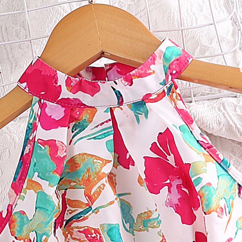 2024 New Children's Printed Hanging Neck Top+Shorts Set Wholesale