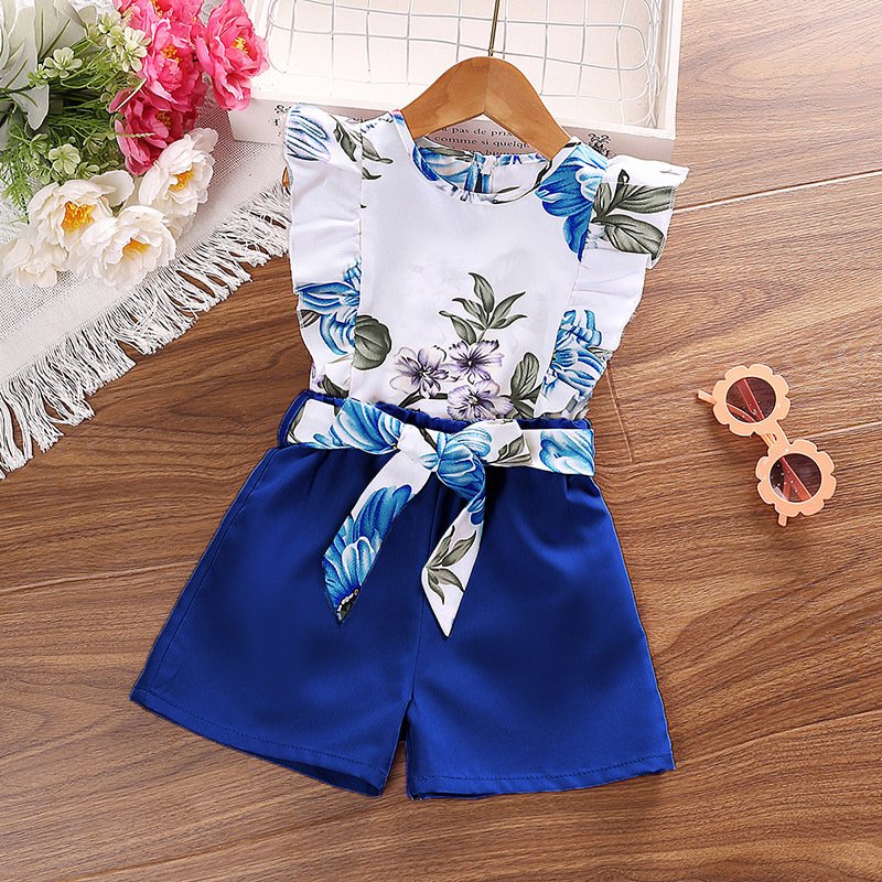 2024 New Children's Printed Hanging Neck Top+Shorts Set Wholesale
