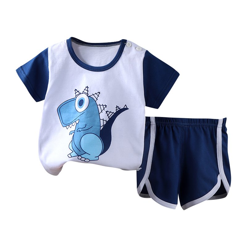 Boy's Summer Casual Clothing Set 100% Cotton Solid Fabric High Quality Kids Wear Newborns 9-Year-Olds Printed Logo Going Suit