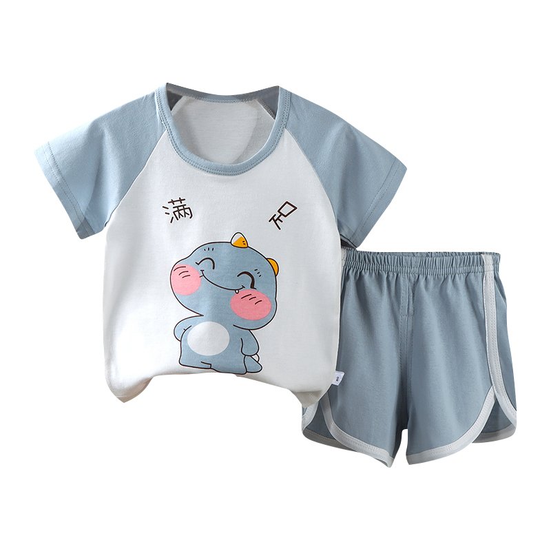 Boy's Summer Casual Clothing Set 100% Cotton Solid Fabric High Quality Kids Wear Newborns 9-Year-Olds Printed Logo Going Suit