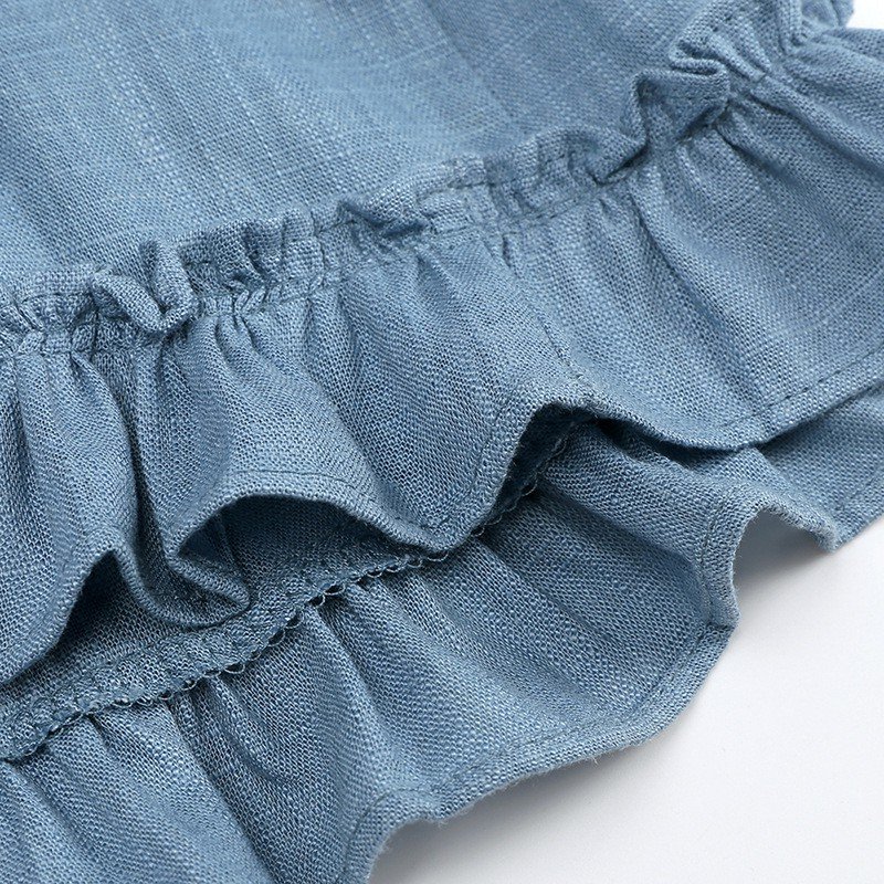Infant Summer Clothes Sleeveless Solid Color Linen Cotton Dresses and Bloomers Toddler Baby Girl Clothing Set