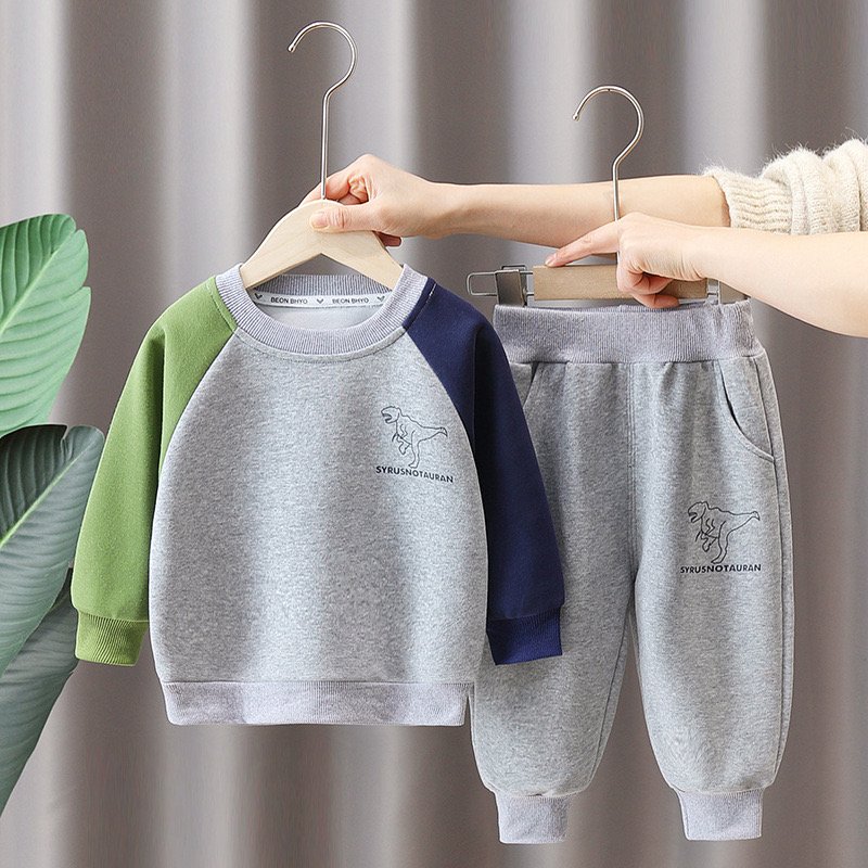 Boys' Clothing Set 2024 Spring and Autumn Boys long Sleeve Dinosaur Sweatsuits kids setsTwo Piece Set kids tracksuit