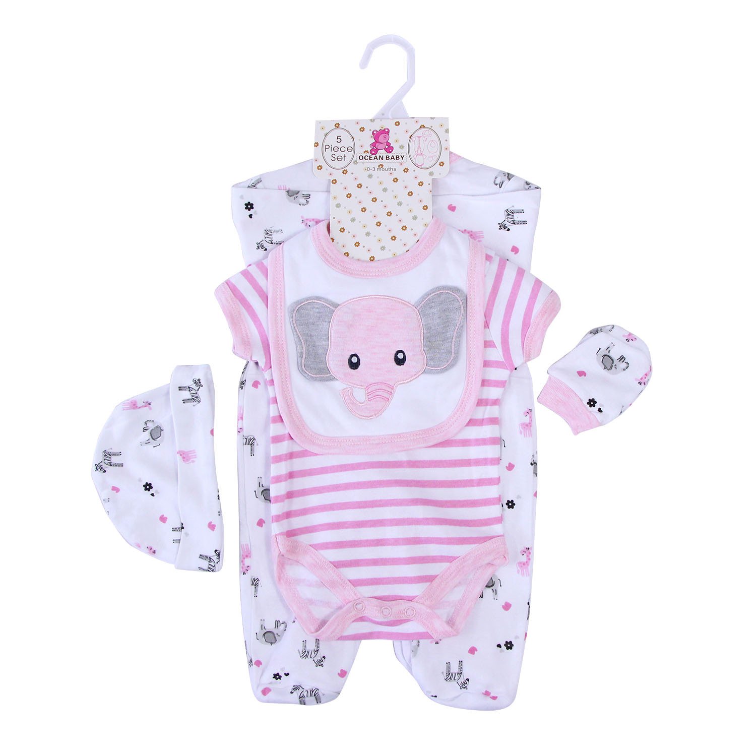 Wholesale.Newborn Babies Cloth Infant RomperJumpsuit NewBorn 100 % Cotton 5 Pcs Set Gift Clothes Set