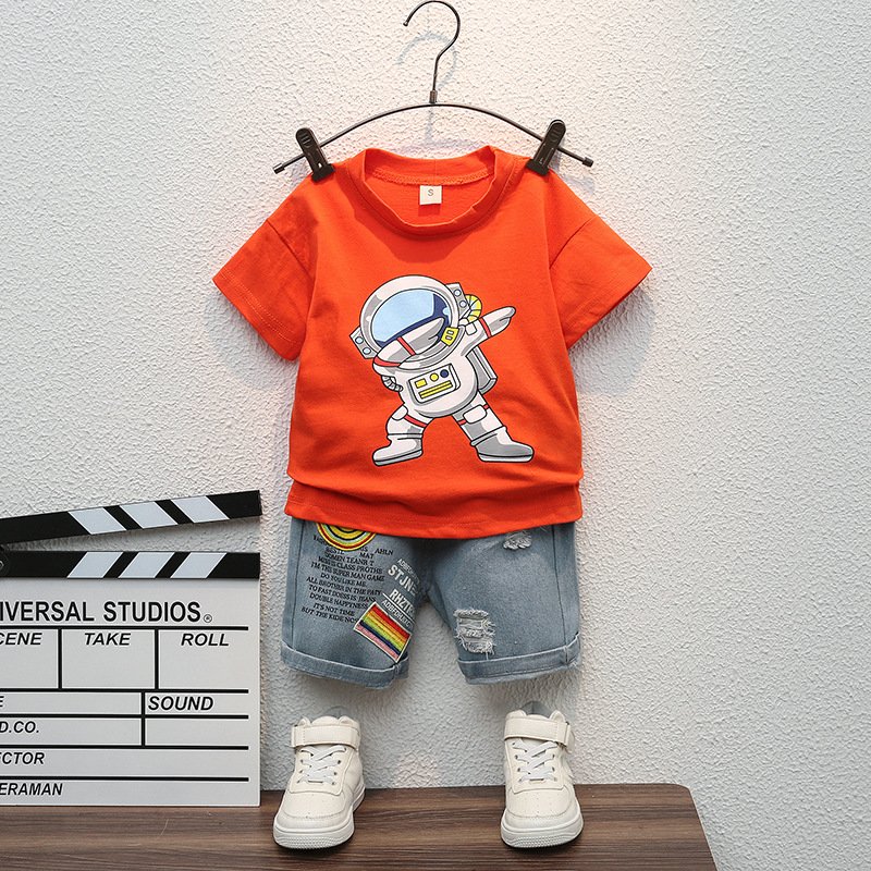 New Summer Two-Piece Infant Clothes Boys Infant Baby Boy Formal Cotton Two-Piece Set Animal Printed Short Sleeve Shirt Shorts