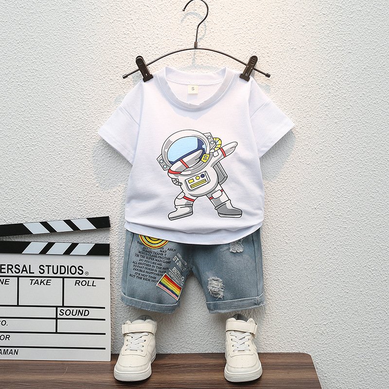 New Summer Two-Piece Infant Clothes Boys Infant Baby Boy Formal Cotton Two-Piece Set Animal Printed Short Sleeve Shirt Shorts