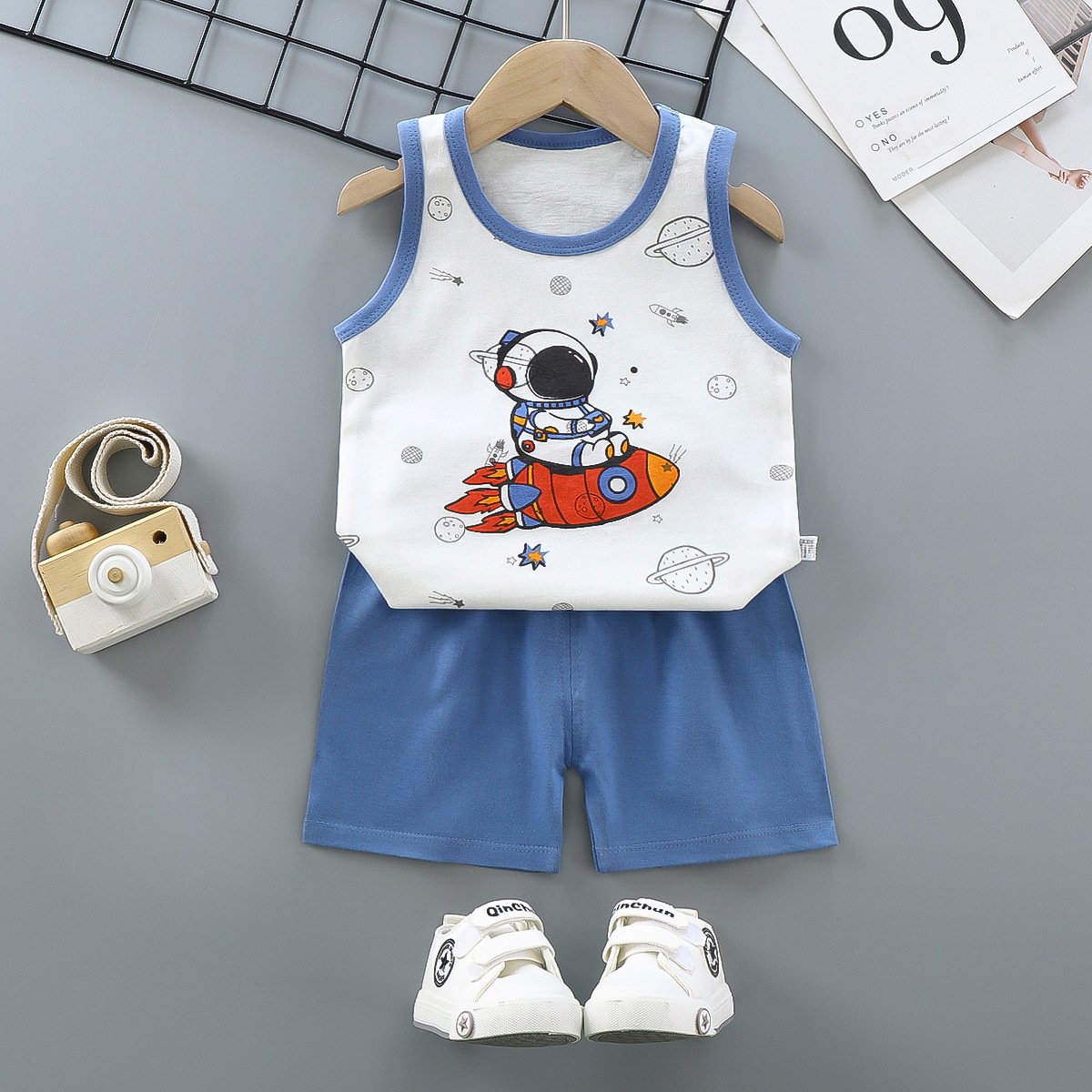 Cheap Summer Kids Clothing 2Pcs Boy Striped Vest Suit With High Quality
