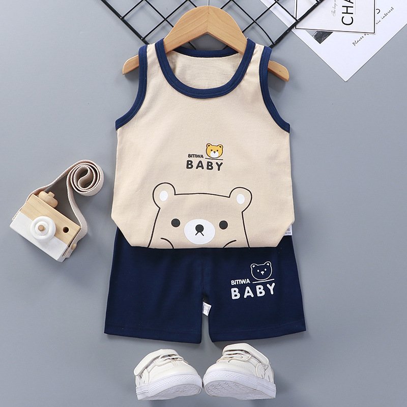 Cheap Summer Kids Clothing 2Pcs Boy Striped Vest Suit With High Quality