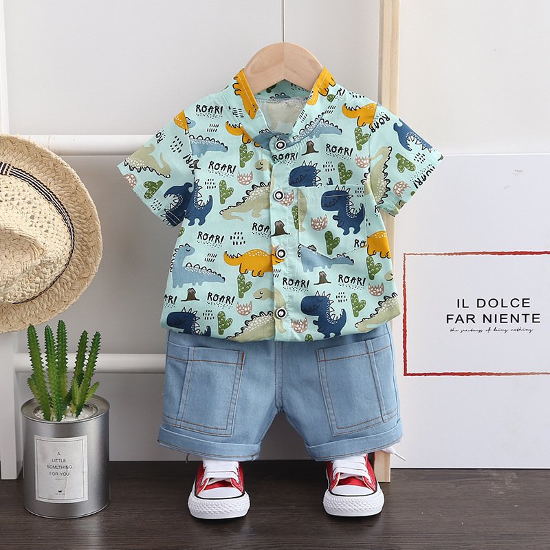Kids Clothing Suit Wholesale Cotton Children Summer Denim Sets Short Sleeve Toddler Boy Shirts Jeans Child Outfit Clothes Sets