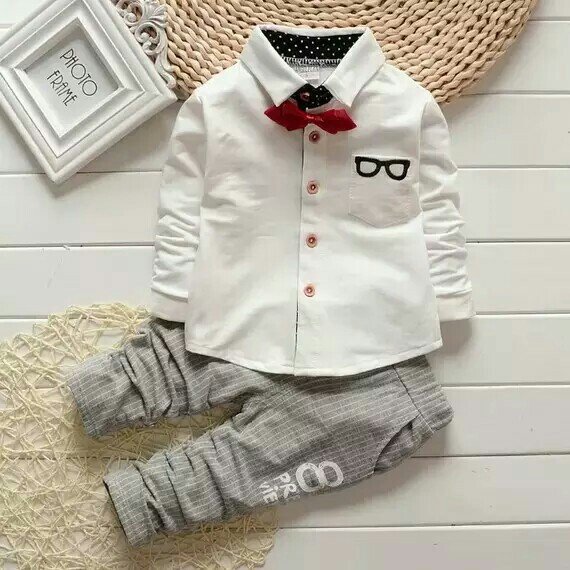Wholesale Kids Clothing Autumn Baby Clothes Long Sleeve Boys Shirt Trousers Two Piece Set Boy Clothing Sets