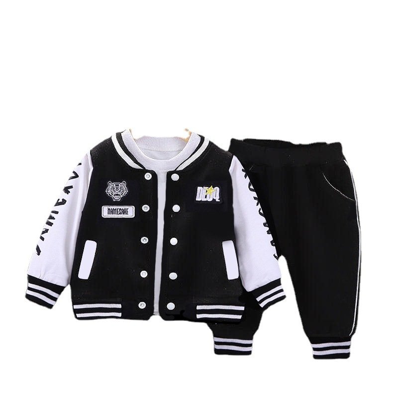 Factory Directly Autumn Boys Clothes Two Piece Sports Baseball Jacket Pants Set Boys Casual Clothes Set