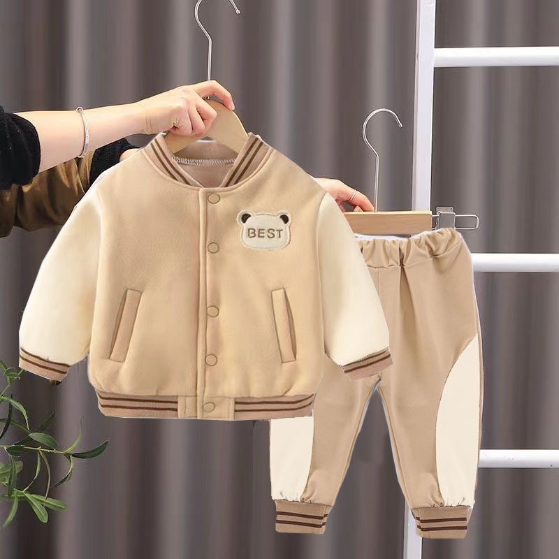 Factory Directly Autumn Boys Clothes Two Piece Sports Baseball Jacket Pants Set Boys Casual Clothes Set